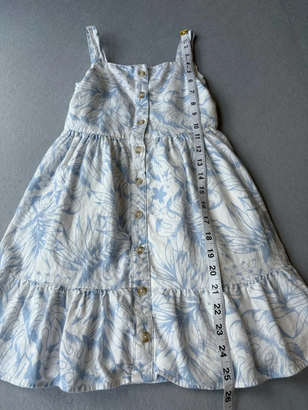 Gymboree Tropical Blue & White Floral Button-Front Sundress Sz 6 Vacation Resort